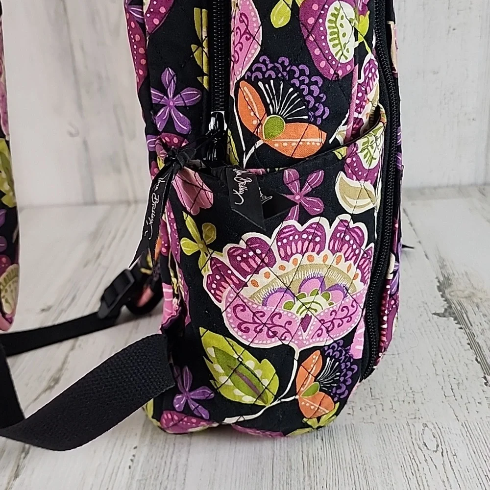 Vera Bradley Pirouette Pink floral large campus backpack padded laptop slot - Picture 6 of 14